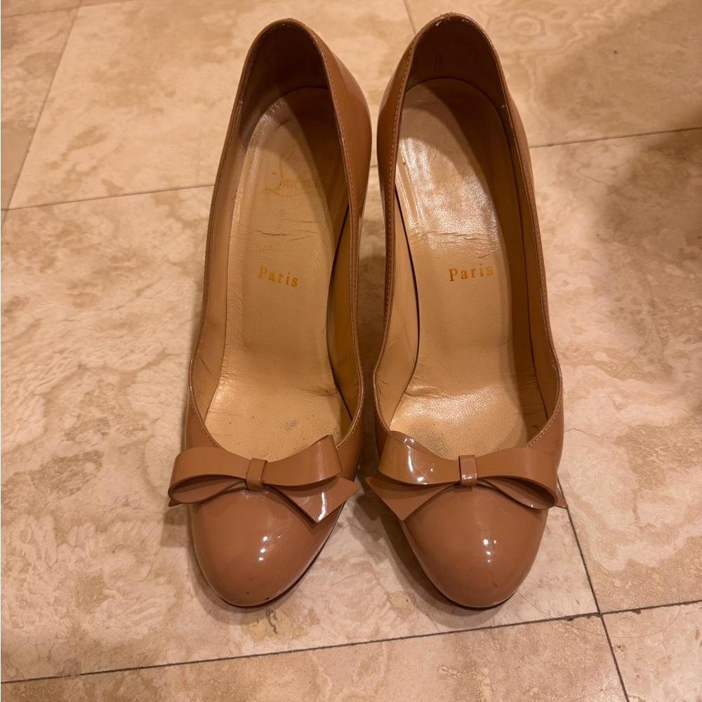 Christian Louboutin Tan Bow Heels